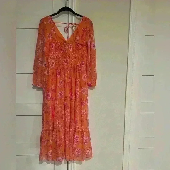 Sincerely Jules Orange and Pink Floral Maxi Dress- Size Medium- NWT - Picture 4 of 5